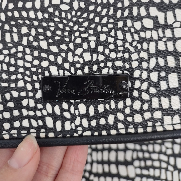 Vera Bradley Leather Black/White Crossbody - Picture 2 of 7